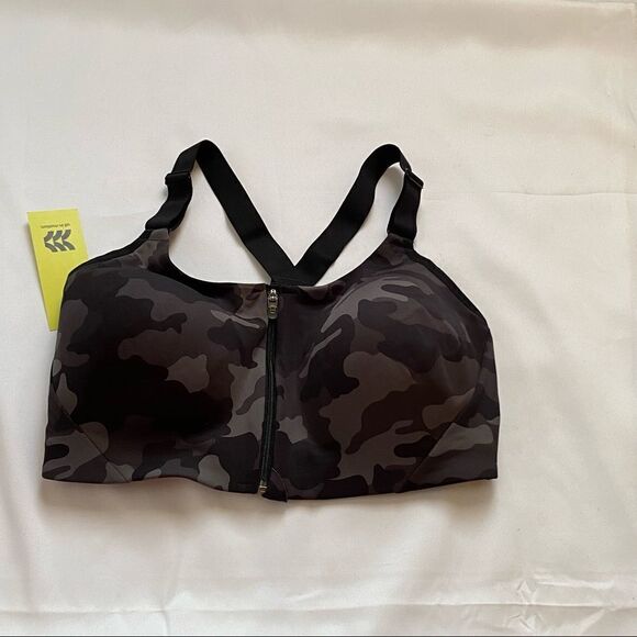 All in Motion Women's Mesh Back Zip-Front High Support Camo Sports Bra - Picture 2 of 5